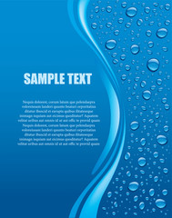 banner with water drops on blue background - 64513230