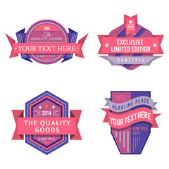 set of  vector design retro pink logo labels and vintage banners