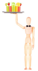 wooden Dummy waiter with cocktail on tray