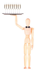 wooden Dummy waiter with champagne on tray