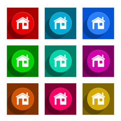 house flat icon vector set