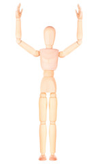 wooden Dummy raising his hand to give an answer