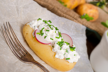 New potatoes with spring curd