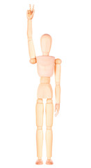wooden Dummy raising  with two fingers up
