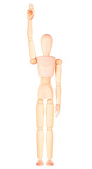 wooden Dummy raising  with three fingers up