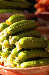 fresh cucumber at the market