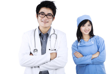 Fototapeta premium Confident young medical team isolated