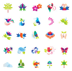 Set of Colorful Design Elements. Nature icons.