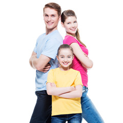 Fototapeta premium Happy attractive family with daughter.
