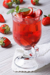 Delicious fresh strawberry cocktail on the table