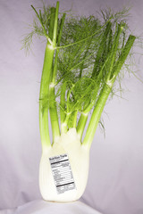 Fennel bulb with Nutrition Fact label