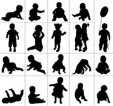Silhouettes : b&eacute;b&eacute;s, enfants petits