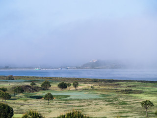 Mist rising over Guadiana River