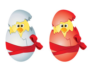 Easter eggs and chickens