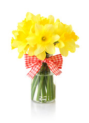 Daffodils in glass vase
