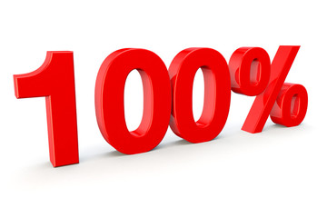 100% number in red on a white background