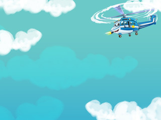 Fototapeta na wymiar Cartoon helicopter - illustration for the children