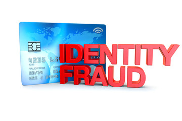 identity fraud 3d render concept with text