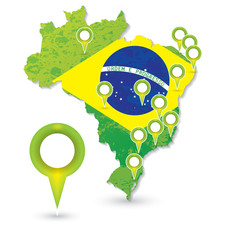 Brasil Soccer green map and match locations