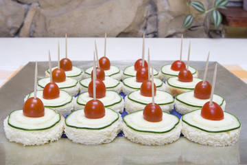 Antipasti / Starters on a silver platter.
