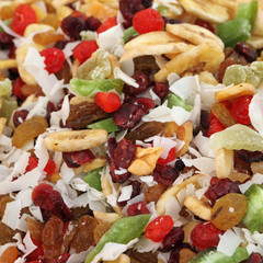 mix of dry and candied fruits as background
