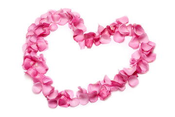 Heart of pink rose petals