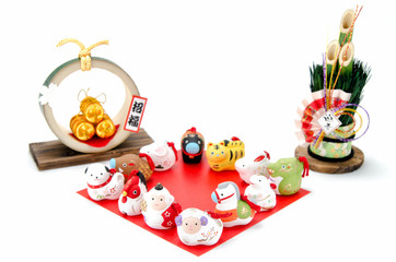 干支 十二支 置物 門松 金俵 折り紙