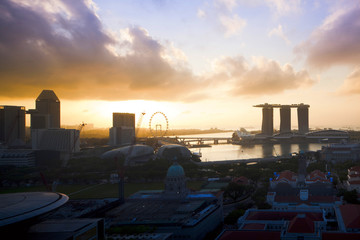 Singapore skyline at Marina Bay in the morning
