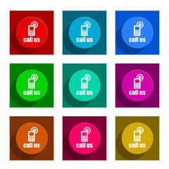 call us flat icon vector set