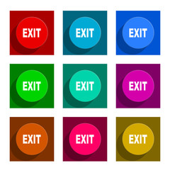 exit flat icon vector set