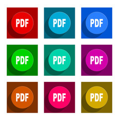 pdf flat icon vector set