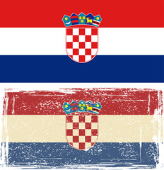 Naklejka premium Croatian grunge flag. Vector illustration.