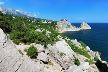 View on mountain Ai-Petri and town Simeiz