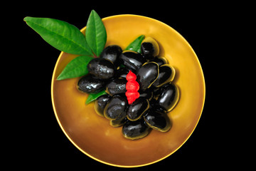 Black soybeans / Kuromame  with red chinese artichoke