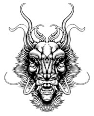 Woodblock style dragon head