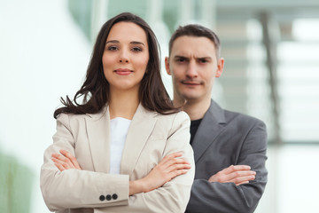 A businesswoman smiling at the camera