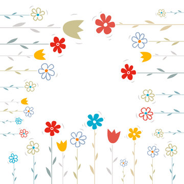 Vector Flowers Illustration on White Background