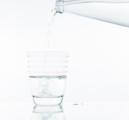 Pouring water on glass
