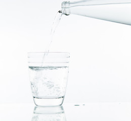 Pouring water on glass