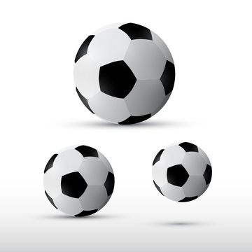 Football Balls Illustration Set Isolated on Grey Background
