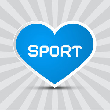 Love Sport Theme with Blue Paper Heart on Retro Background