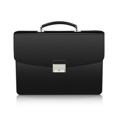 Detailed black briefcase with leather texture