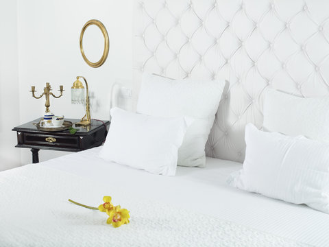 Beautiful white and luxurious bedroom
