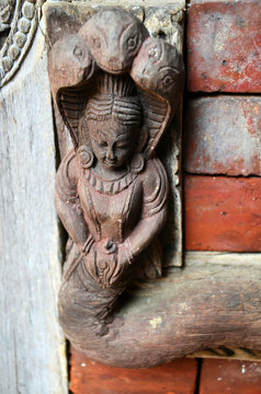 Carving of Hanuman Dhoka at Kathmandu Durbar Square Nepal