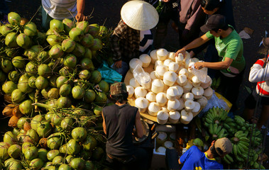 coconut at outdoor farmers market