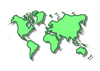 Schematic World Map vector in green