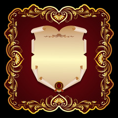 Vector paper scroll with vintage frame