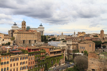 Rome -  View from the roman forum on the historical city