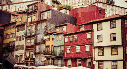 thin houses in old town, Porto, Portugal