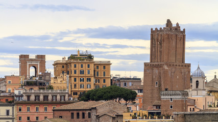 Fototapeta premium Rome - View from the roman forum on the historical city